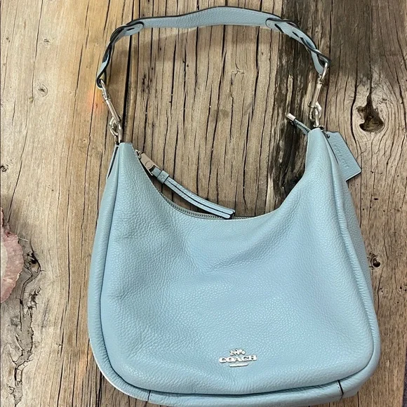 Coach Jules Pebbled Leather Shoulder Hobo in Light Blue - Picture 1 of 13
